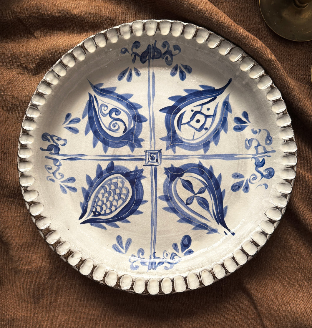 XL Rustik Yatay Fırfırlı Servis Tabağı/Tepsi (36cm)