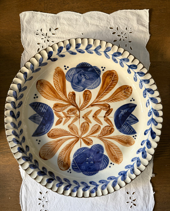 XL Rustik Yatay Fırfırlı Servis Tabağı/Tepsi (36cm)