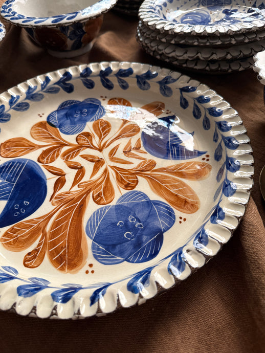 XL Rustik Yatay Fırfırlı Servis Tabağı/Tepsi (36cm)